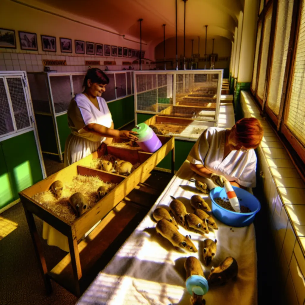 Állatgondozó egy telephelyen állatokkal foglalkozik