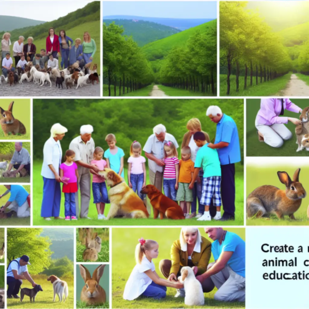 Gyermekek és felnőttek állatgondozási oktatáson vesznek részt egy természetközeli környezetben.