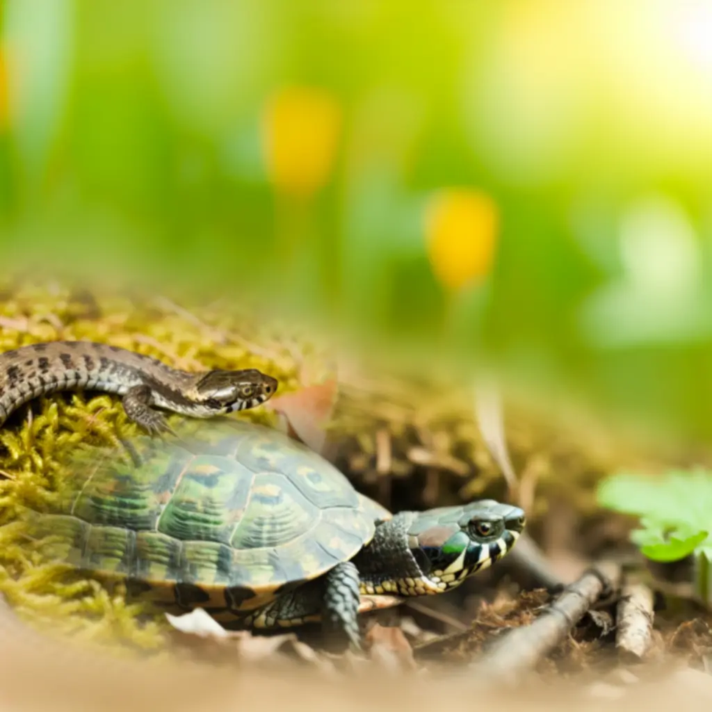 Magyarország veszélyeztetett állatfajait bemutató illusztráció természetes élőhelyeikkel.