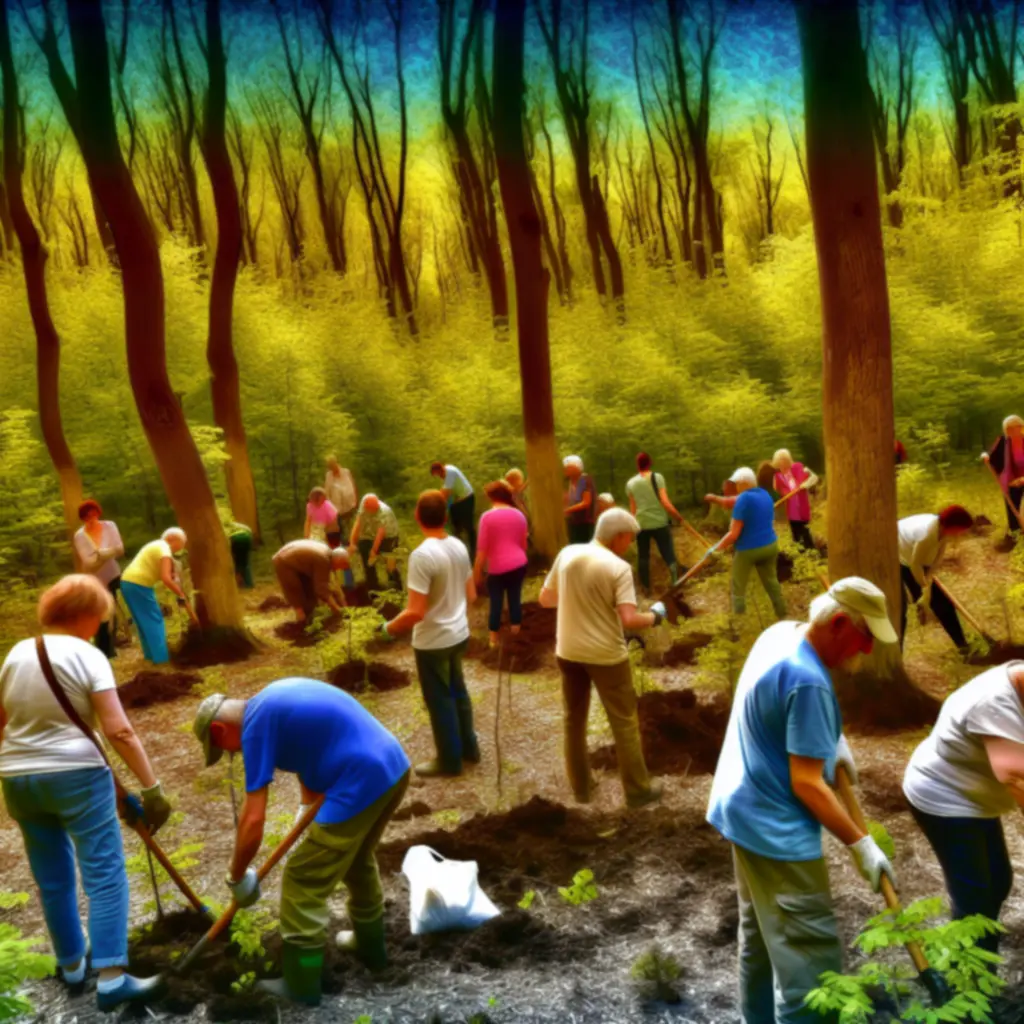 Önkéntesek erdei élőhely-helyreállítási munkában