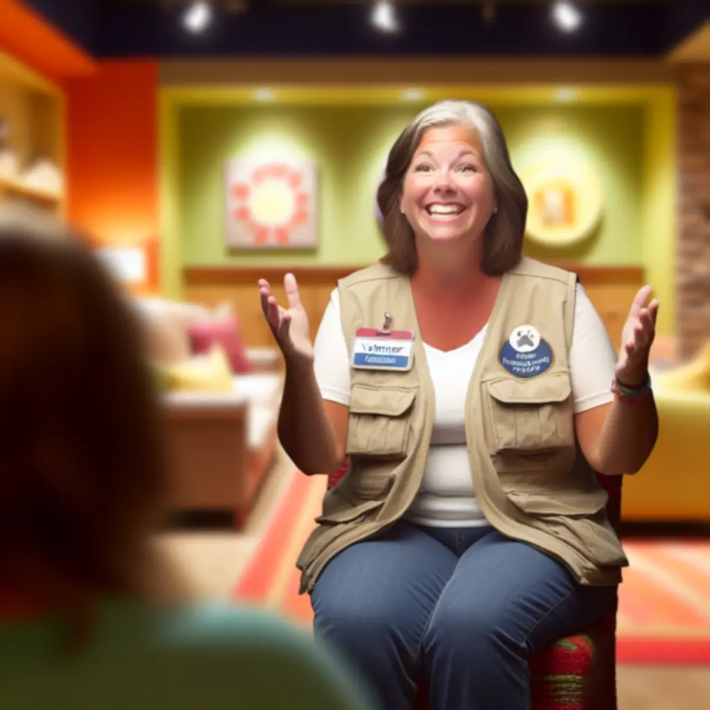 Önkéntesek élményeiket osztják meg egymással egy állatvédelmi helyszínen